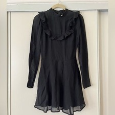 Reformation Black Sheer Long Sleeve Dress - sz 0