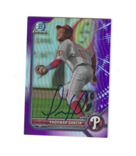 Signed YHOSWAR GARCIA Phillies 2022 Bowman Chrome Card #BCP-215 081/250 w/COA