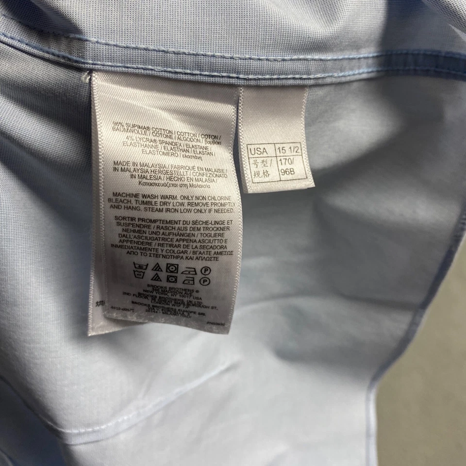 Brooks Brothers Shirt Mens 15 1/2 Blue Button Down Soho Fit Slim NWOT - Image 4 of 4