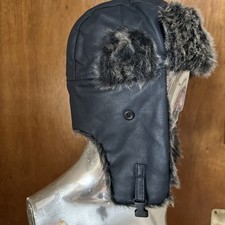 Trapper Style Hunting Hat Faux Fur Ear Flaps Snap Closing Ski, Sled, Snow Cap