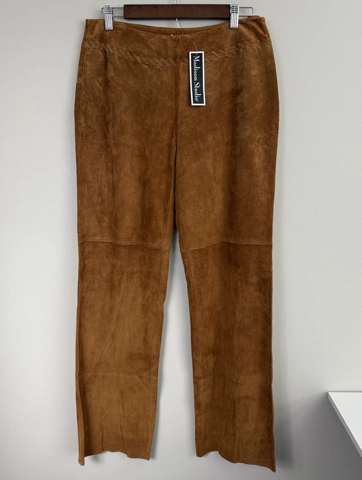 Женские кожаные брюки Madison Studio размер 12 цвет коньяк коричневый богемное вестерн ковбойские новые с ценниками - Изображение 2 из 4