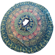 Vintage India Ethnic Circle Skirt Bohemian Camel Mandala 29" waist S/M