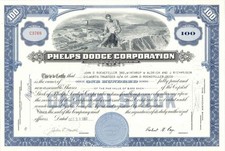 Phelps Dodge Corp. issued to John D. Rockefeller 3rd etc. - 1961 dated Stock C