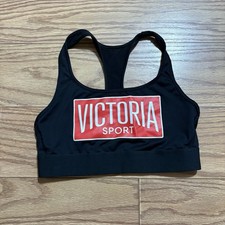 VSX Victoria Secret Sport Athletic Racerback Sports Bra Size Medium Black Logo