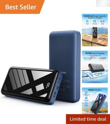 50000mAh Portable Charger with 22.5W Fast Charging & LED Display for On-the-Go
