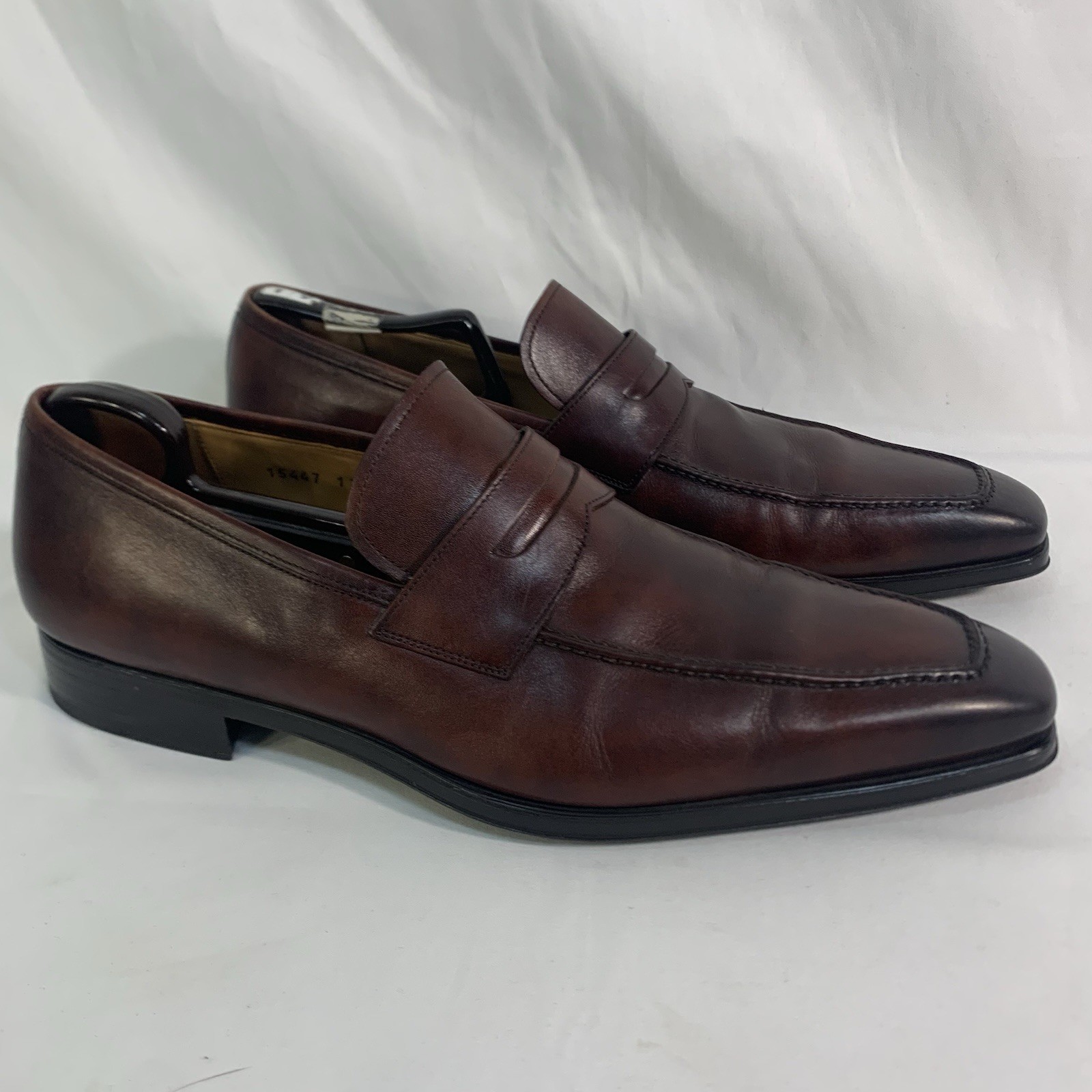 Magnanni Walden Slip On Dress Shoe Penny Loafer 15447 Mahogany Leather Mens 11M
