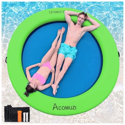8FT Water Hammock Inflatable Floating Dock, Round Floating Ring Lake Floats f...