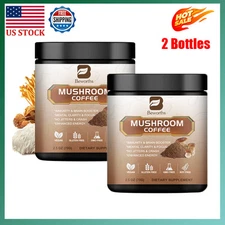 2 Bottles Mushroom Coffee-Organic Coffee Supplement - Boost Energy 22 Servings