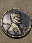 1951 S Lincoln Wheat penny-Black/Dark Toned-(Vintage toned)-see pics