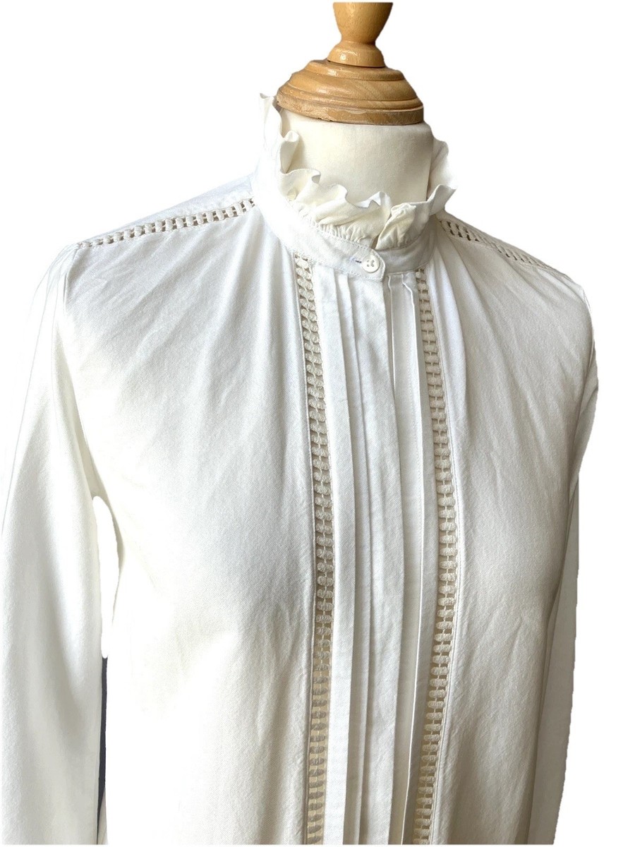 Sezane “Marguerite” Pie Crust Collar Cotton Shirt Ivory FR34 pristine condition View 6