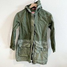 Abercrombie Kids Olive Green Hooded Utility Field Jacket Girls M 12 Two Tone