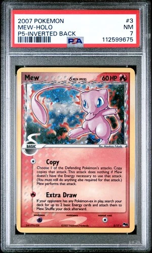 2007 POKEMON POP SER 5 INVERTED BACK #3 MEW-HOLO PSA 7