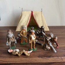 VTG Manoil Barclay Lot of 10 Soldiers Figures WWI Gunner Wounded Rocket