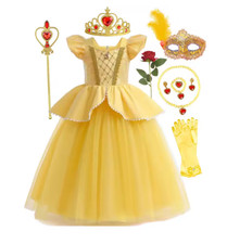 Girls Belle Princess Dress Costume Cosplay Kids Belle Birthday Christmas Dress