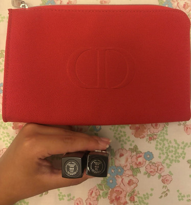 Dior Rouge Dior Satin Lipstick Duo Long Lasting Cream Shades 644 & 458 with bag 