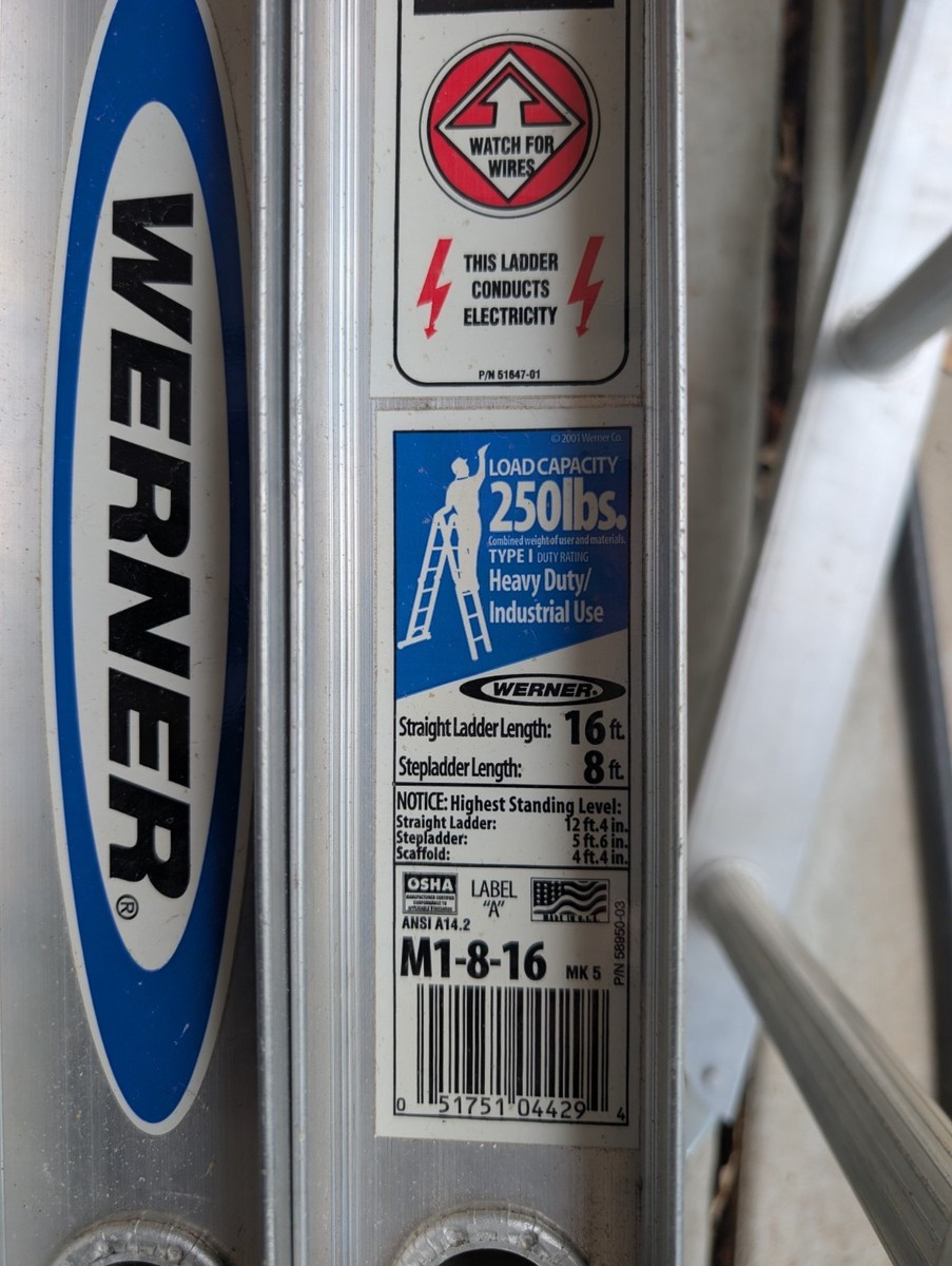werner laddee ステップラダー Werner 16 foot folding ladder M1-8-16 | eBay
