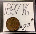 1887 Indian Head Cent (VG) Very Good Condition! ENN Coins