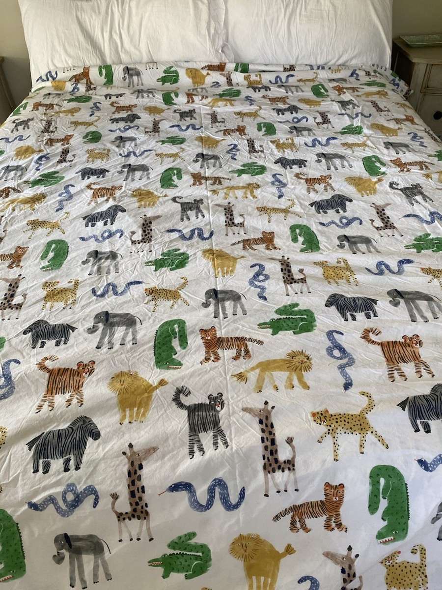 Pottery Barn Kids Silly Safari Full Queen Duvet Cover Animals See