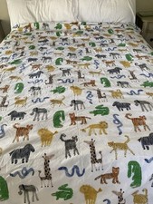 Pottery Barn Kids Silly Safari Full Queen Duvet Cover Animals See Description