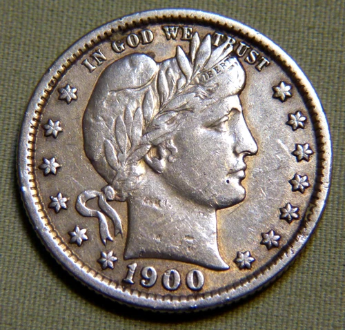 1900 Silver Barber Quarter US 25 Cent - Extremely Fine XF - Lot 1573