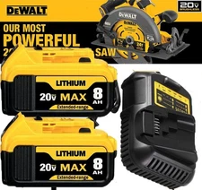 For DeWalt 20V 20 Volt Max 8.0AH Lithium Ion Battery / Charger DCB206 DCB200-2
