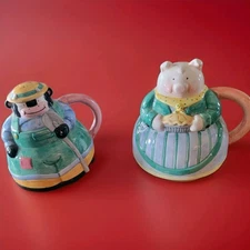 Vintage Roshco Pig Pepper Cow Salt Shakers 1995 Down Home Collection Philippines