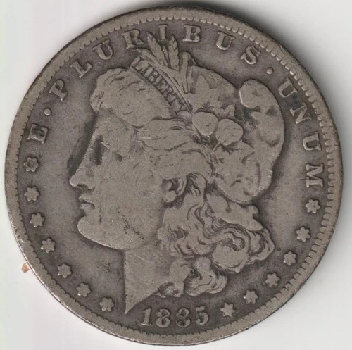 SCARCE 1885-CC MORGAN SILVER DOLLAR VG