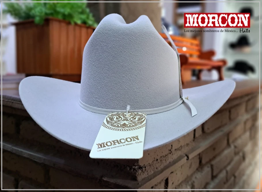 Texana Original Morcon 20X Estilo Sinaloa con Plumas Cowboy Hat - Platinum Grey - Image 3 of 4