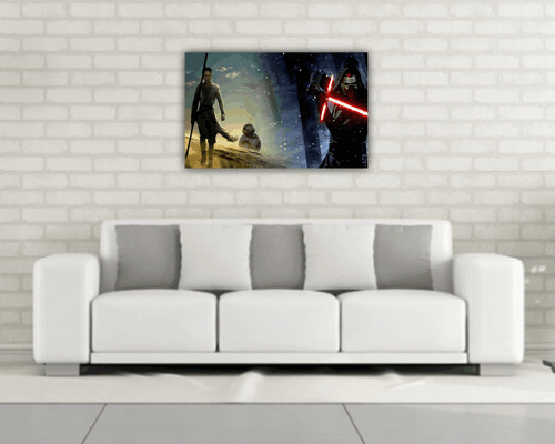 Star Wars Wanddekor bedruckt Leinwand Wandkunst massiv Kiefer Rahmen zum Aufhängen bereit - Bild 2 von 4