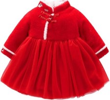 Winter Baby Girls' Velvet Dresses,Chinese Style Cheongsam Dresses 12766