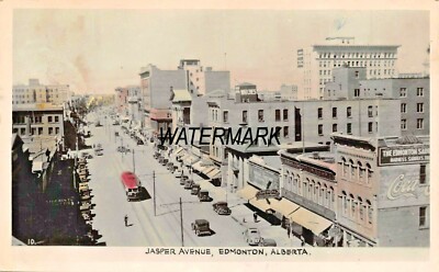 Edmonton Alberta Ca ~ Jasper Avenue-Storefronts ~ 1947 Getönt Echt Foto
