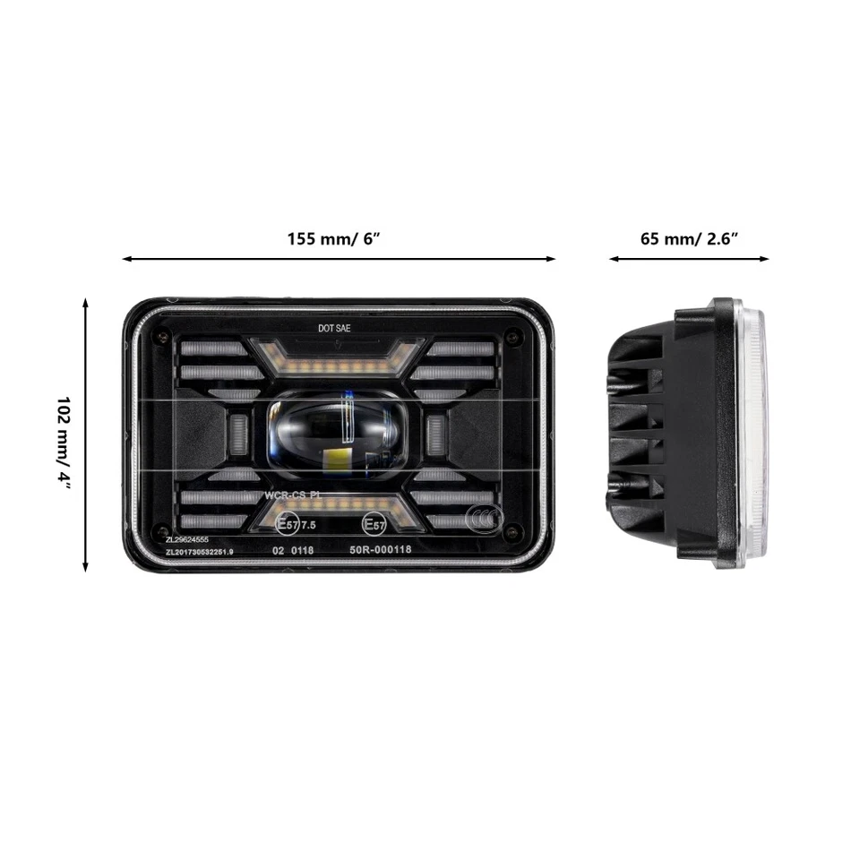 4pcs 4x6"inch LED Headlights Hi/Lo Blue DRL For Chevrolet El Camino SS 1976-1987 - Image 2 of 4