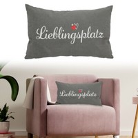 "Sofakissen \"Lieblingsplatz\" 50X30 Kuschelkissen 280G FüLlung Deko Kissen"