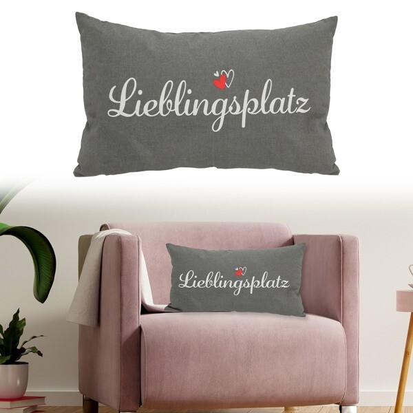 "Sofakissen \"Lieblingsplatz\" 50X30 Kuschelkissen 280G FüLlung Deko Kissen"-image