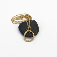 Organic Gold link pendant, 18K Gold Chain necklace - Zen Nature, Handmade Fine