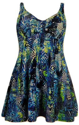 Naturana Frauen Bademode Badekleid-Badeanzug navy-türkis-grün Cup D Gr. 40 - 48