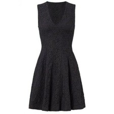 10 Crosby Derek Lam Dress Little Black lace Sleeveless V neck Fit Flare Mini 8