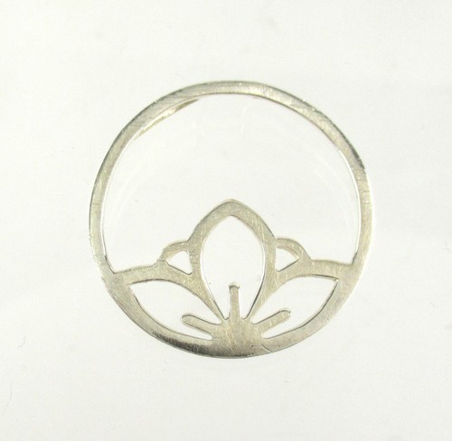 .925 Sterling Silver Lucky Lotus Pendant Slide Circle Yoga