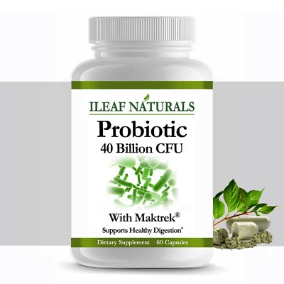 iLeafNaturals Probiotic 40 Billion CFU With MAKTrek 60 Veggie Capsules