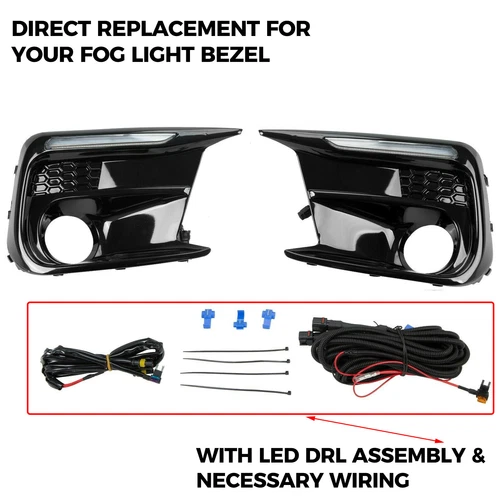 White/Amber Running LED DRL Fog Light Bezel Kit For 2018-2021 Subaru WRX/WRX STI - Picture 2 of 12