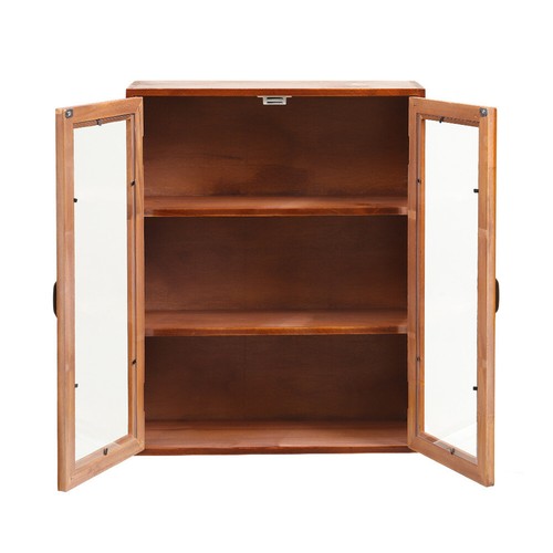 Small Wooden Wall Cabinet Storage 2 Door Cupboard Vanity Display Shelving Unit - Picture 6 of 9