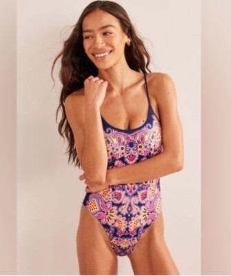 Boden Pink Paradise Paisley One Piece Swimsuit Size 10 NWT