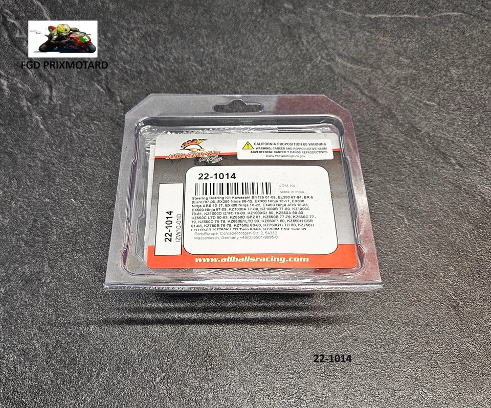 KAWASAKI Z 1000 A3 A4 1979/1980 KIT ROULEMENT COLONNE DIRECTION ALL BALLS - Photo 3/3