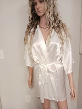 Bride Bridesmaid Robe Wedding Gift Bathrobe Kimono Satin Robe White Teal M New