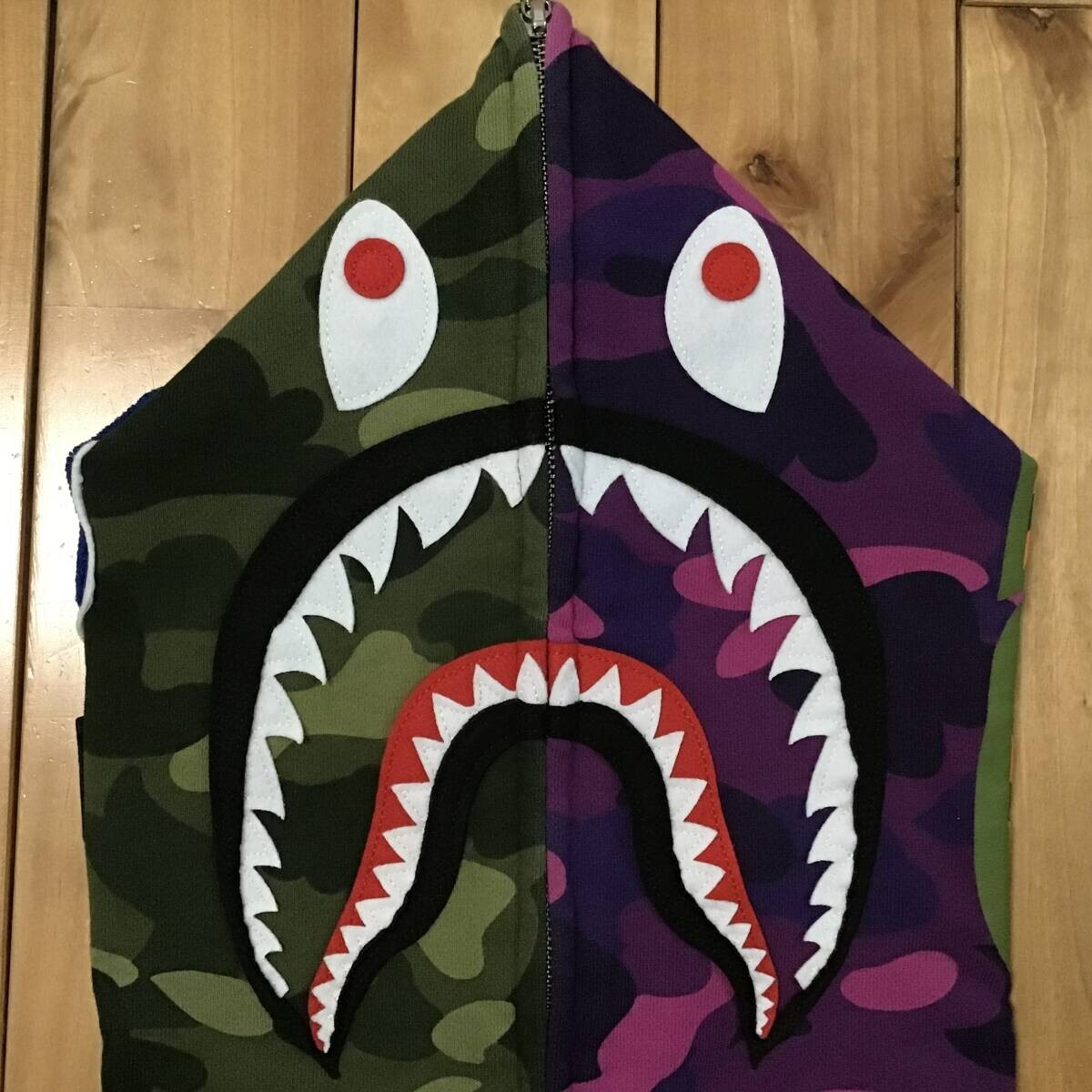BAPE Shark full zip hoodie Purple camo x Green camo A Bathing Ape