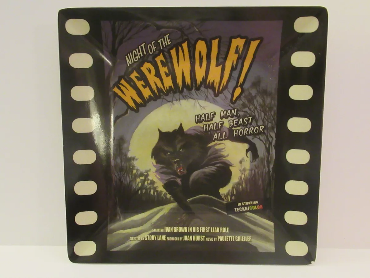 Mulberry Home Collection 10 Square Plate Vintage Scary Movie Werewolf