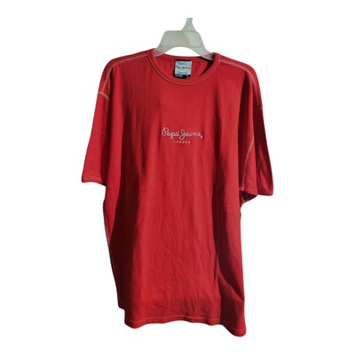 NWT Pepe Jeans Red   Men's  Logo Slim Fit T SHIRT SIZE  XL 