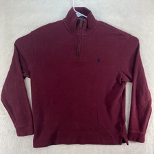 Polo Ralph Lauren Red 1/4 Quarter Zip Sweater Mock Neck Mens Medium Pullover