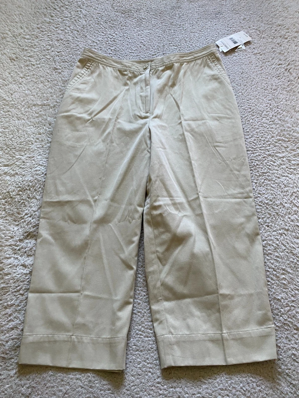 Studio Works Women Twill Capri Pants Beige Size 10 (UK Size 14) (32 x 22)