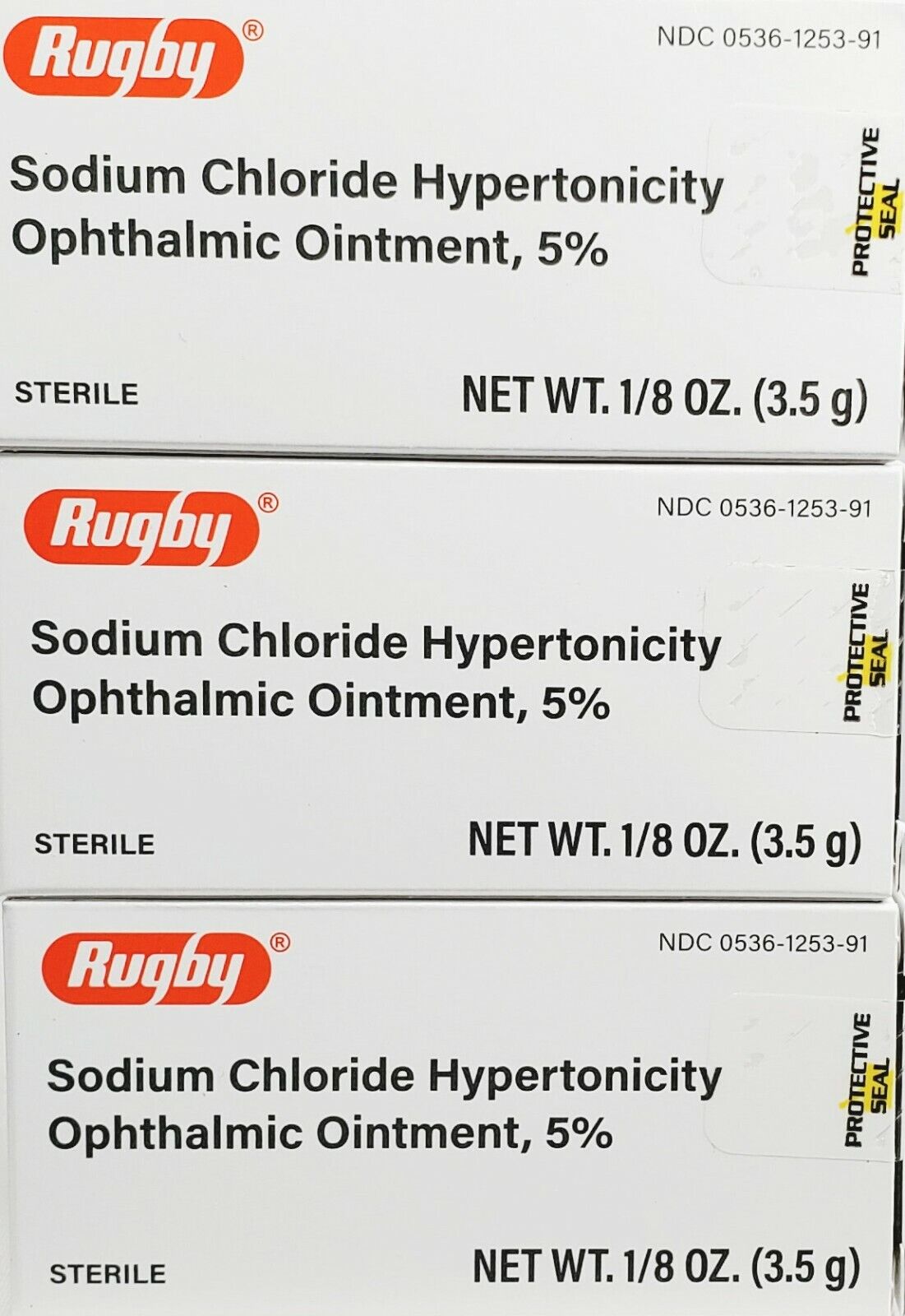 Rugby Sodium Chloride Ophthalmic Ointment 5% (Compare to Muro 128) -3 Pack
